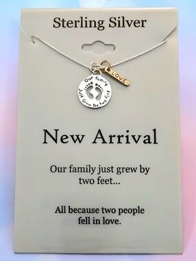 925 Sterling Silver "New Arrival" Footprints 👣 18" Necklace